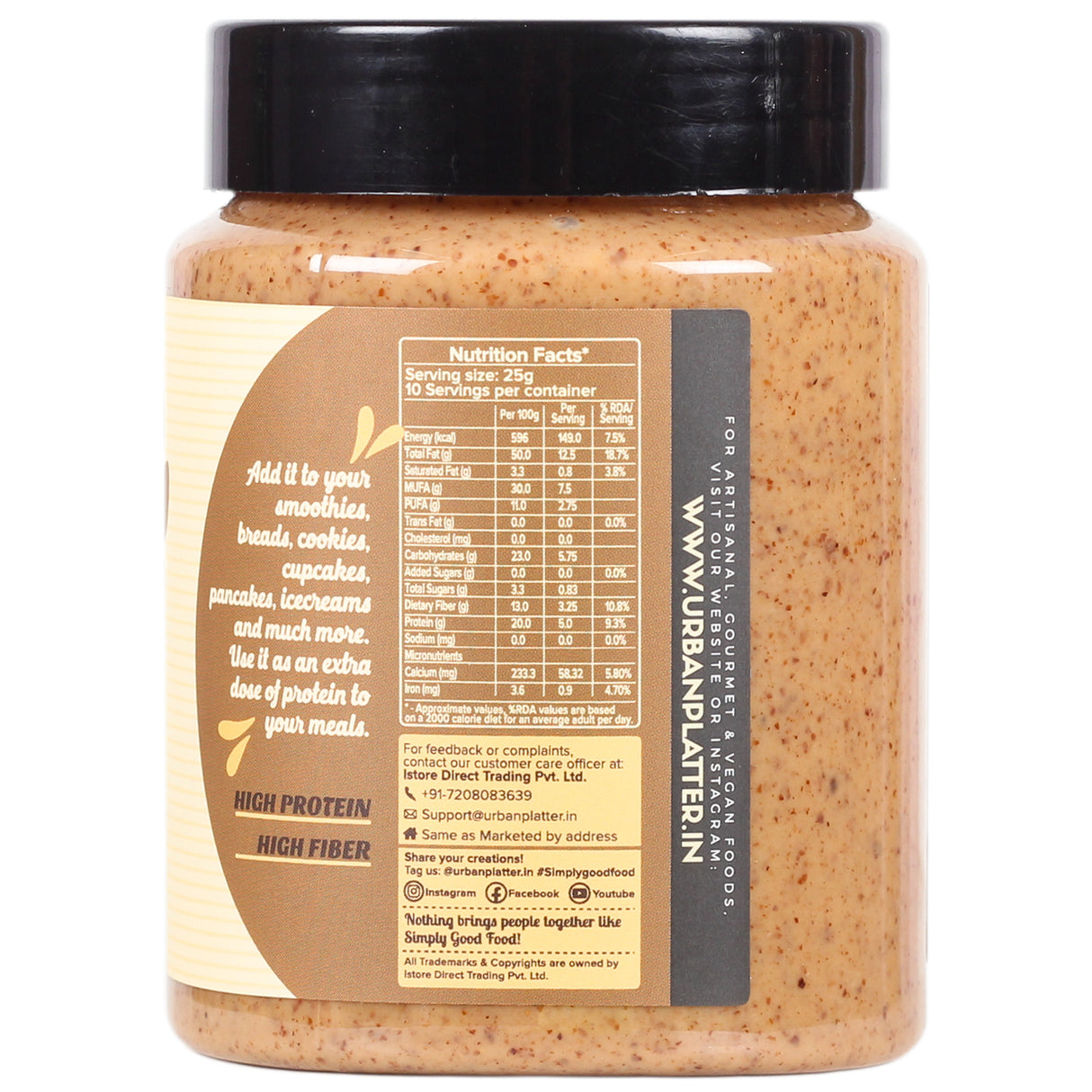 Urban Platter Almond Butter, 250g [All Natural, No Hydrogenated oil, No preservatives]