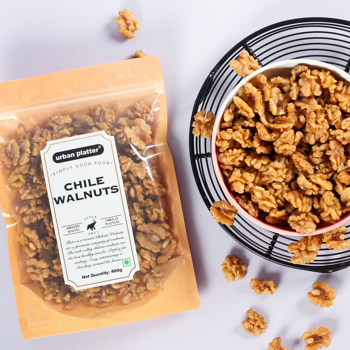 Urban Platter Large Chile Walnuts (Shelled Halves), 400g