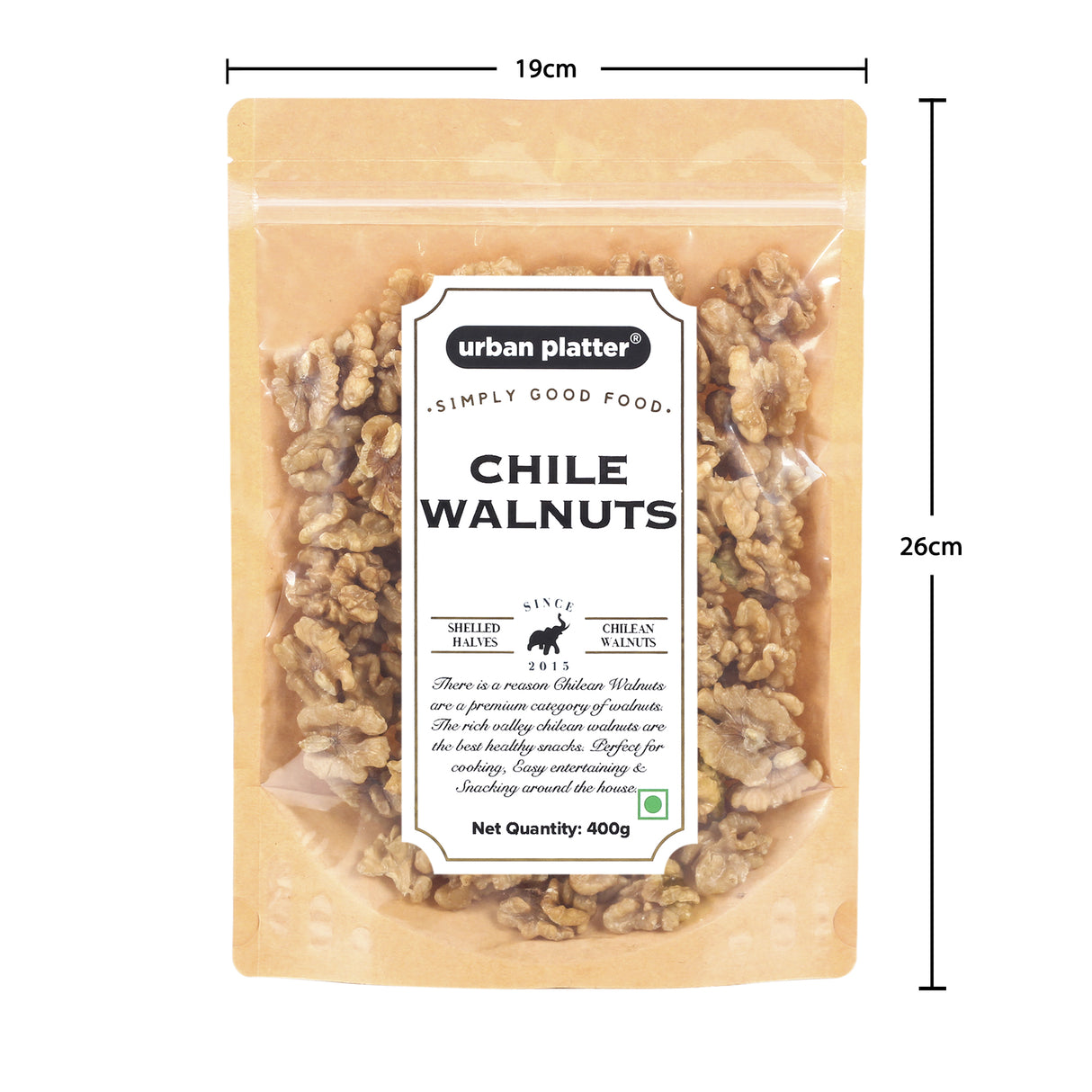 Urban Platter Large Chile Walnuts (Shelled Halves), 400g