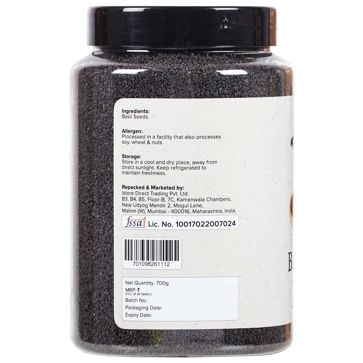 Urban Platter Basil Seeds (Sabja) Jar, 700g