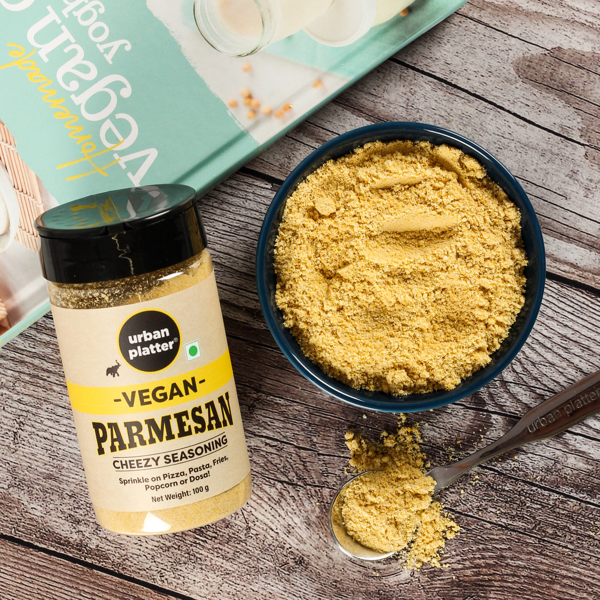 Urban Platter Parmesan Cheese Shaker Jar, 100g [Plant-Based, Cheesy Seasoning, Dairy-Free, Not Milk Cheese]