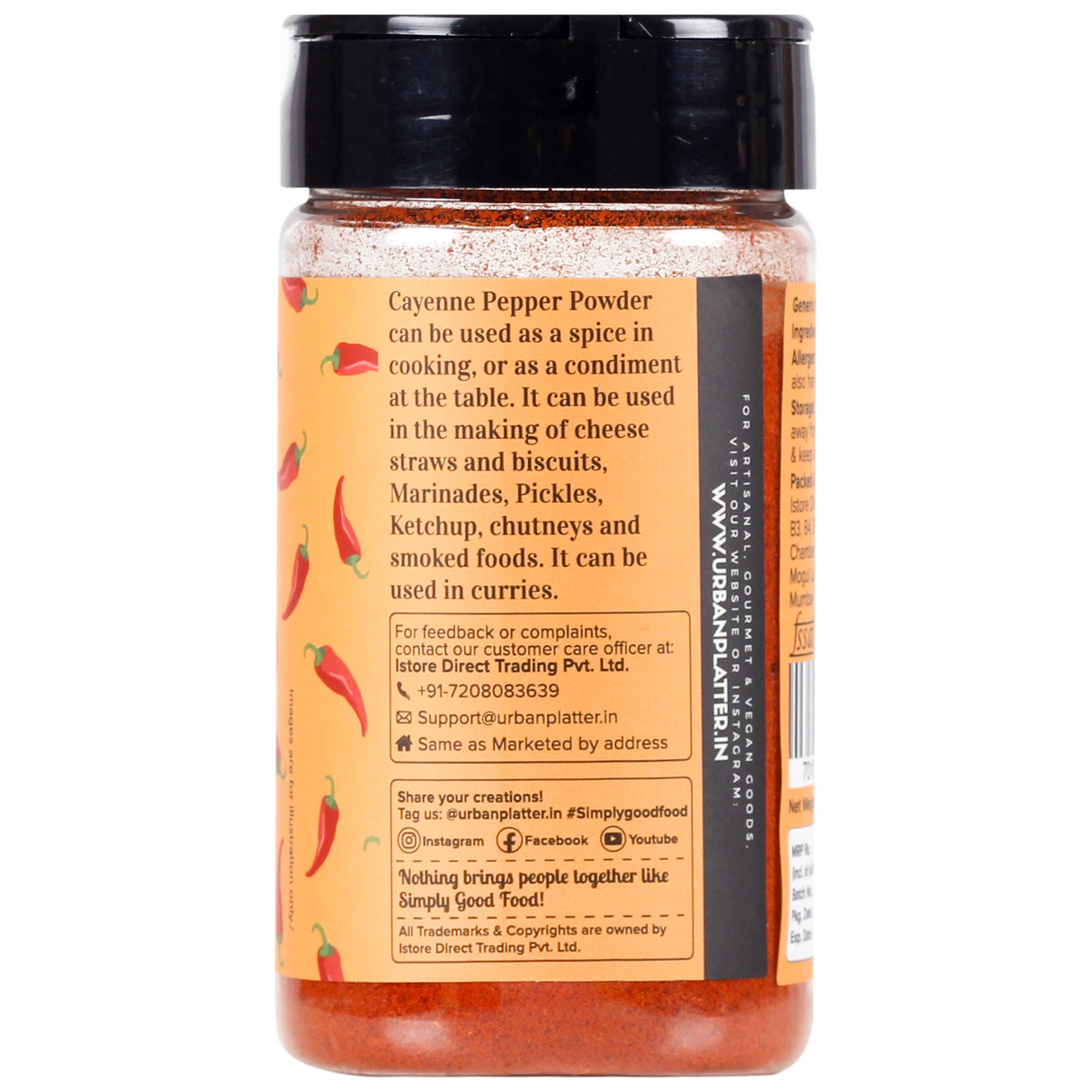 Urban Platter Cayenne Pepper Powder, 80g (Bold, Fiery Heat | Essential Culinary Spice | Known to Support Heart Health & Metabolism)