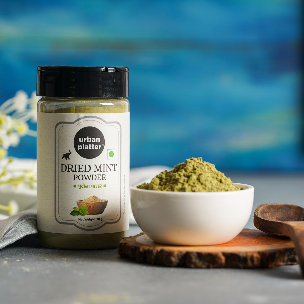 Urban Platter Dried Mint Powder Shaker Jar, [Premium Quality, Pudina Powder]