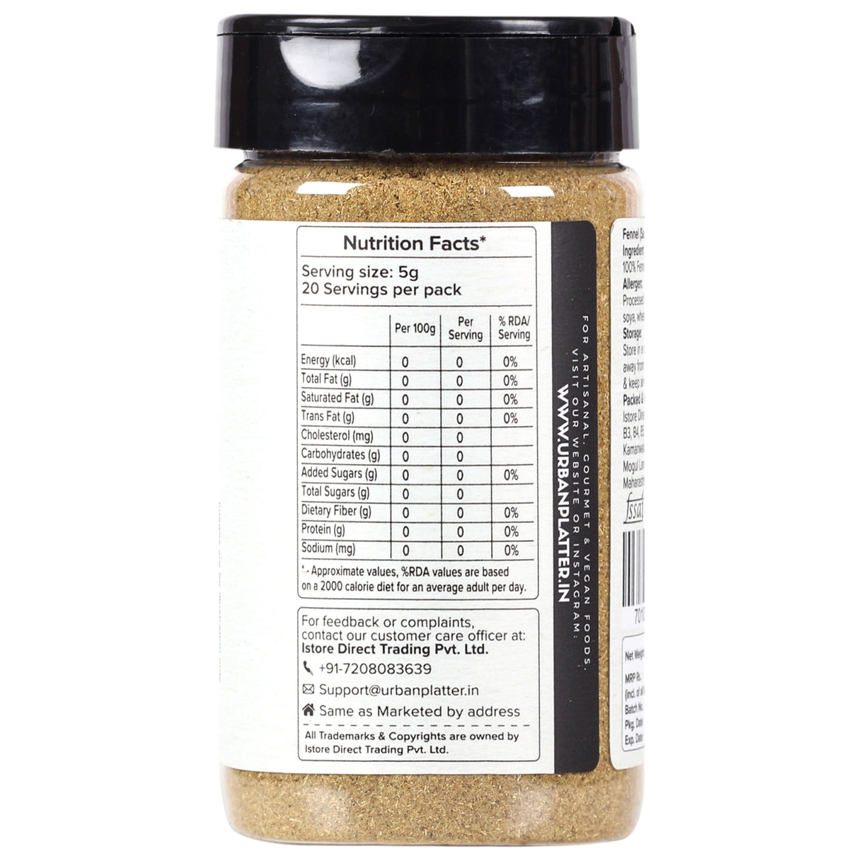 Urban Platter Fennel Seed Powder, 100g [Saunf/Sounf Powder | Finely Ground | Use in Desserts, Sharbets, Sweets]