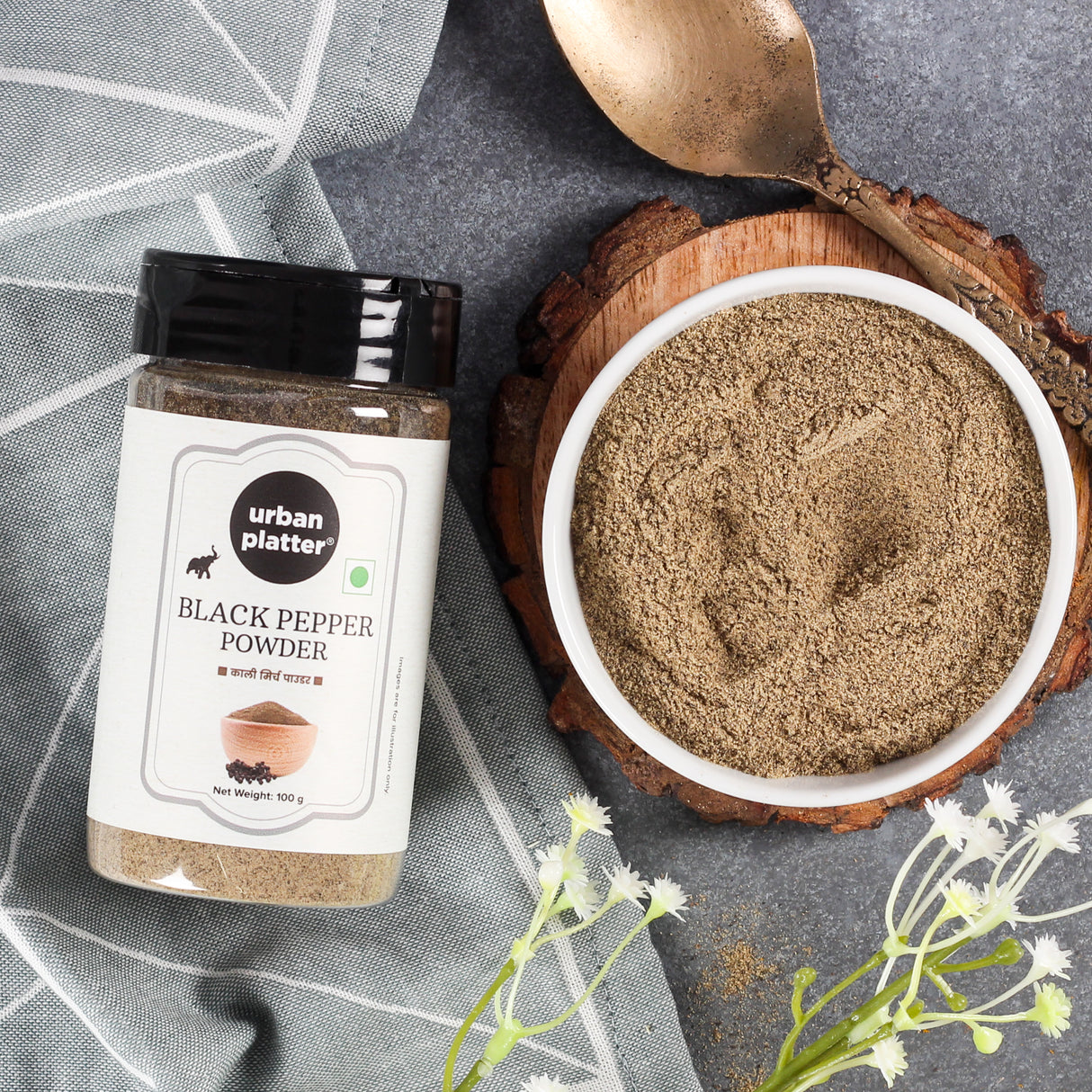 Urban Platter Black Pepper Powder, 100g [Kali Mirch Powder | Finely Ground | No added Colours or Preservatives | Use in Soups, Spice Blends, Curries, Stir-fries, Rubs, Salads]