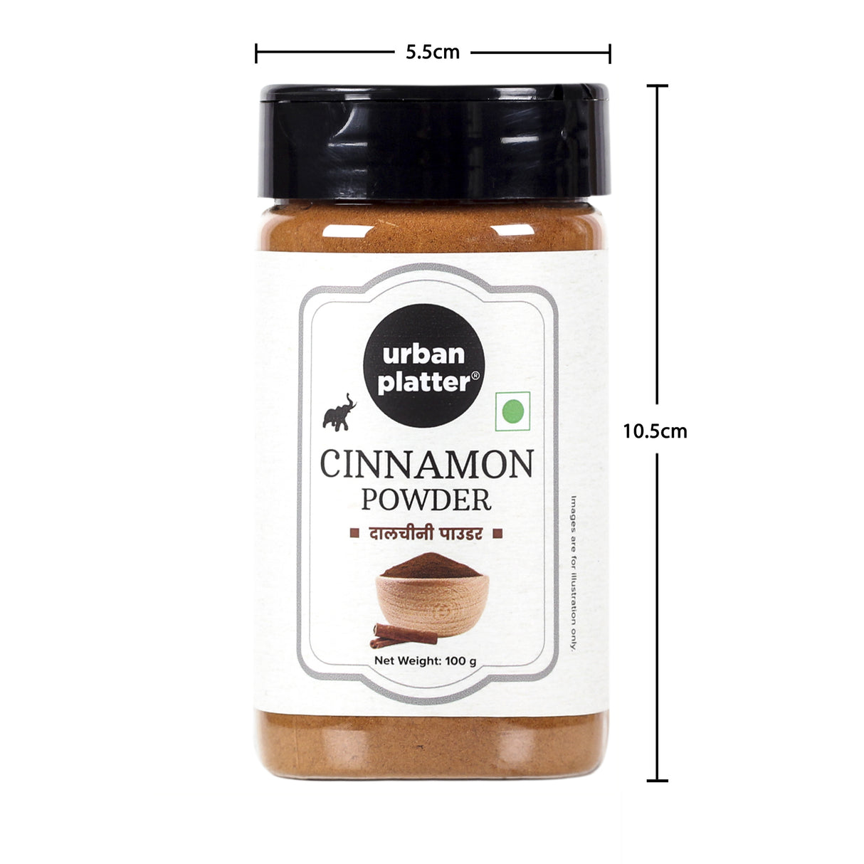 Urban Platter Cinnamon (Dalcheeni) Powder Shaker Jar, 100g / 3.5oz [All Natural, Premium Quality, Flavourful, Ground Fresh in Small Batches]