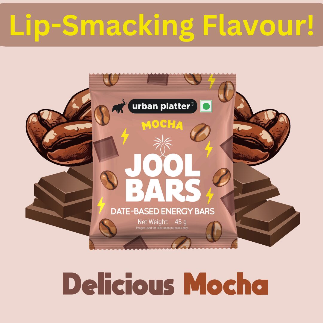 Urban Platter Mocha Jool Bars, 45g (Medjool Date Based | Energy Bars | Pack of 1 | Plant Based | With Rolled Oats and Almond Flour)