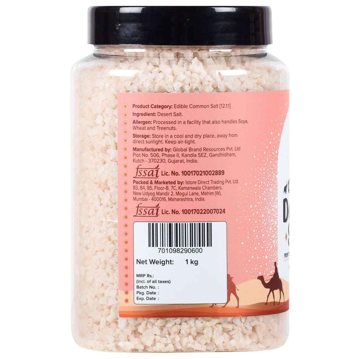 Urban Platter Desert Salt, 1Kg (Powdered By Lunn | Naturally Harvest | Sparkling White Crystals | Longer Dried Salt)