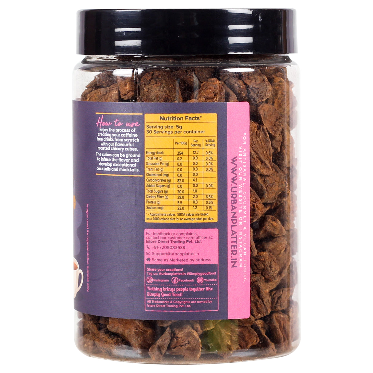 Urban Platter Roasted Chicory Root Cubes, 150g (Ready to Brew | Medium Dark Roast | Caffeine free Coffee Substitute | Coffee Alternative)