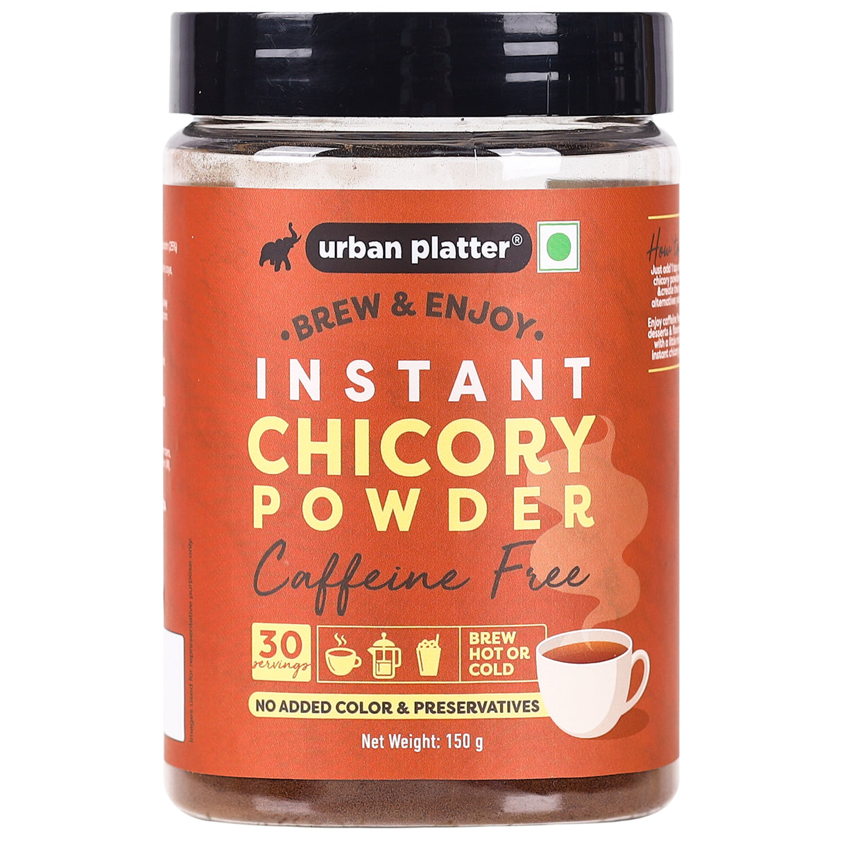 Urban Platter Instant Chicory Root Powder, 150g (Caffeine Free | Instantly soluble | Add to Coffee | Quick Dissolve| Chicory Root powder for reducing Caffeine intake)