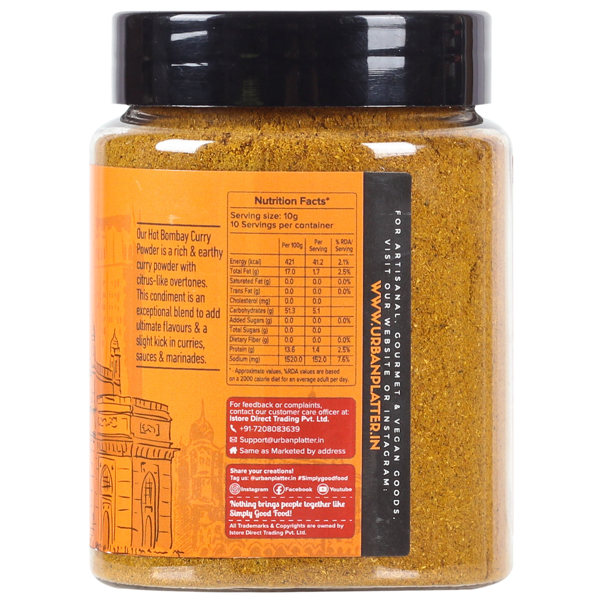 Urban Platter Hot Bombay Curry Powder, 100g (All Natural, Use in sauces, curries and marinades | No added Colour or Preservatives)