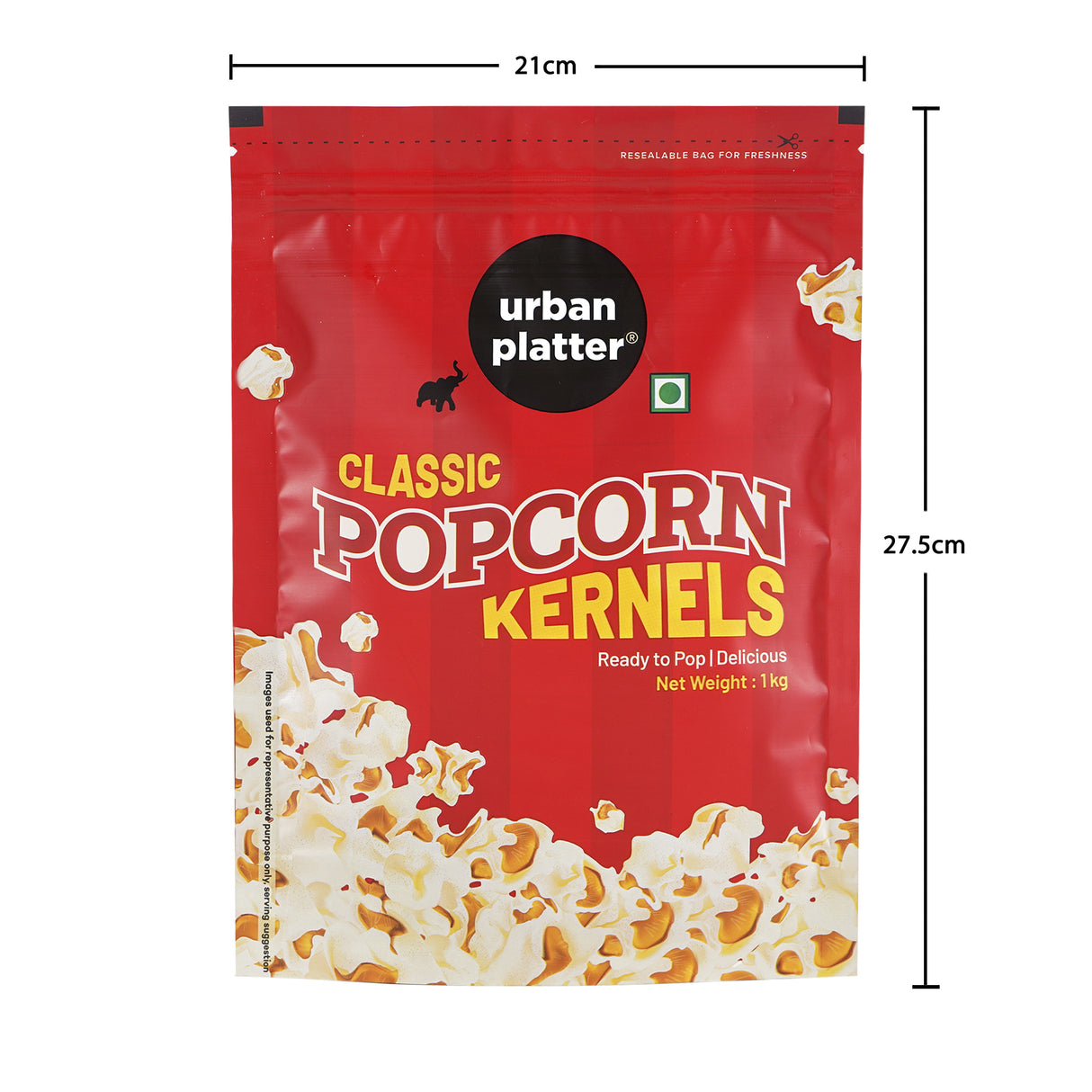 Urban Platter Popcorn Kernels, 1kg (Ready to Pop, Makes delicious and crunchy pop corn, Enjoy with our Range of seasonings, Product of India, Ready to pop Butterfly Popcorn)