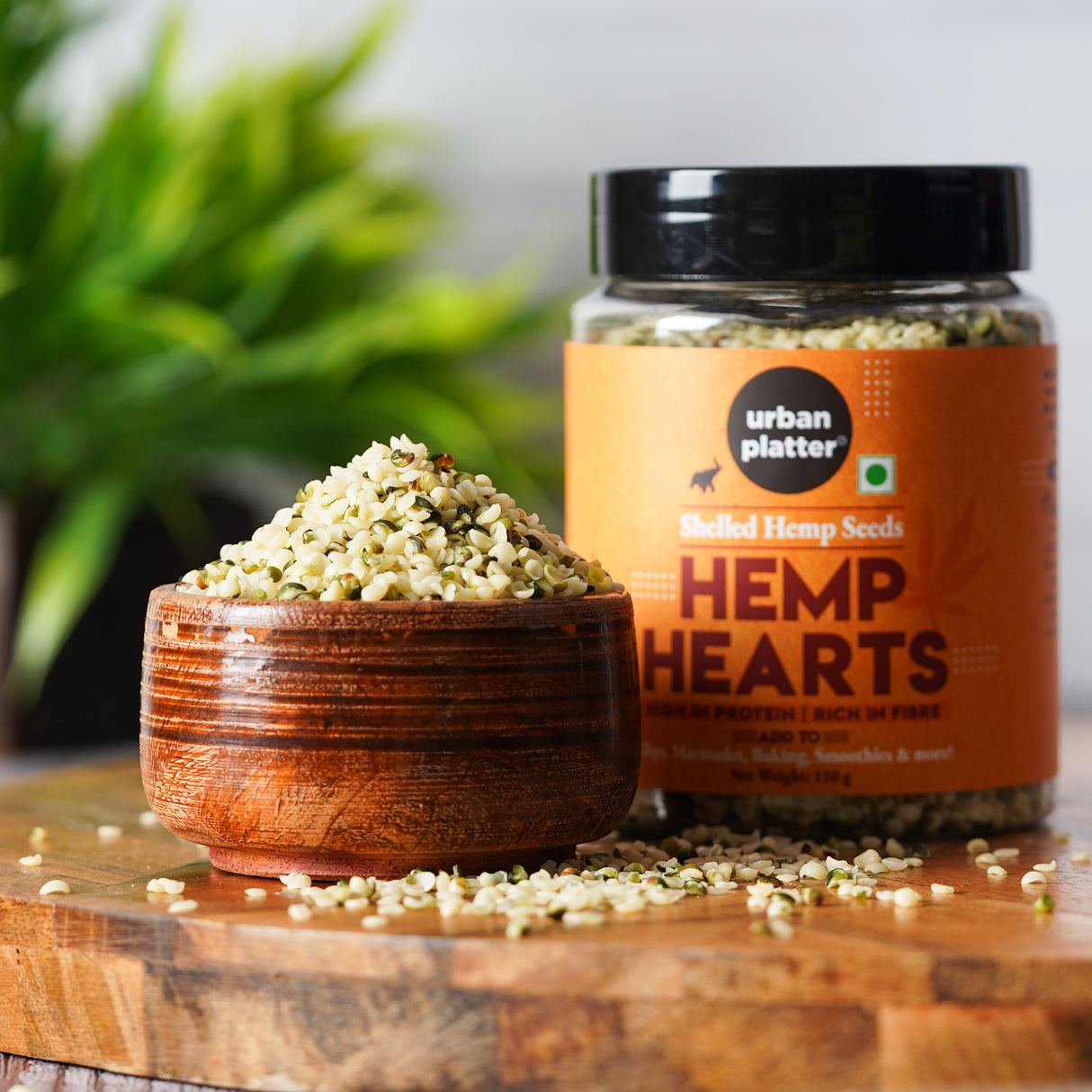 Urban Platter Hemp Hearts, 150g (Hulled hemp seeds | High in Protein | Rich in Fibre | Nutty & Crunchy | Allergen-free Superfood | Garnish or add to smoothies, sauces, dips, and marinades | Plant-based Protein)