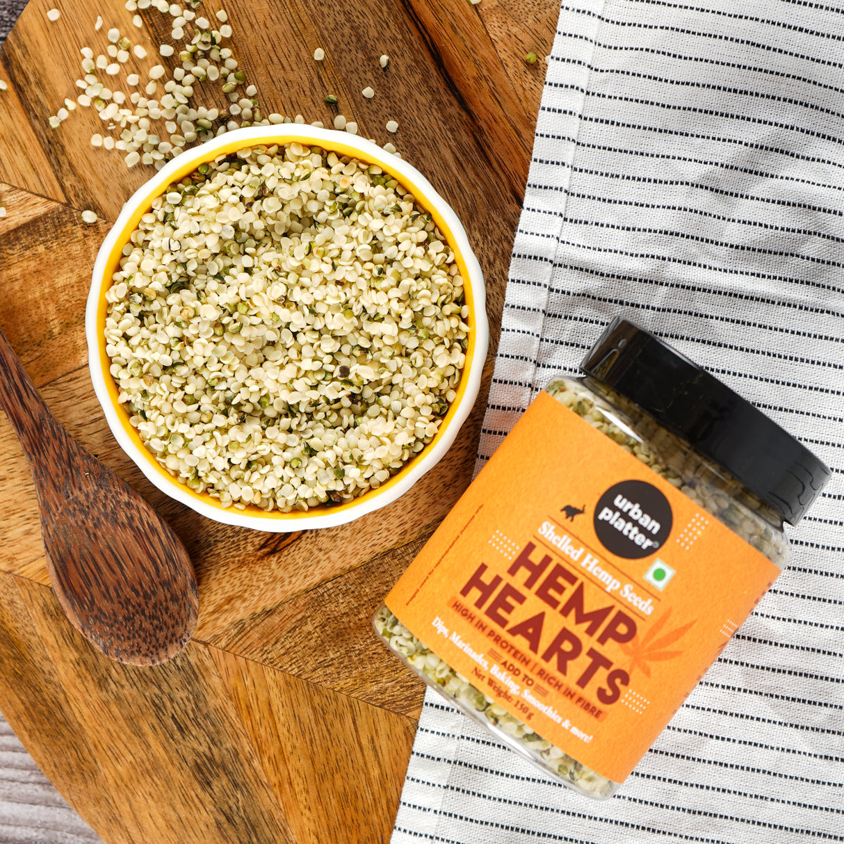 Urban Platter Hemp Hearts, 150g (Hulled hemp seeds | High in Protein | Rich in Fibre | Nutty & Crunchy | Allergen-free Superfood | Garnish or add to smoothies, sauces, dips, and marinades | Plant-based Protein)