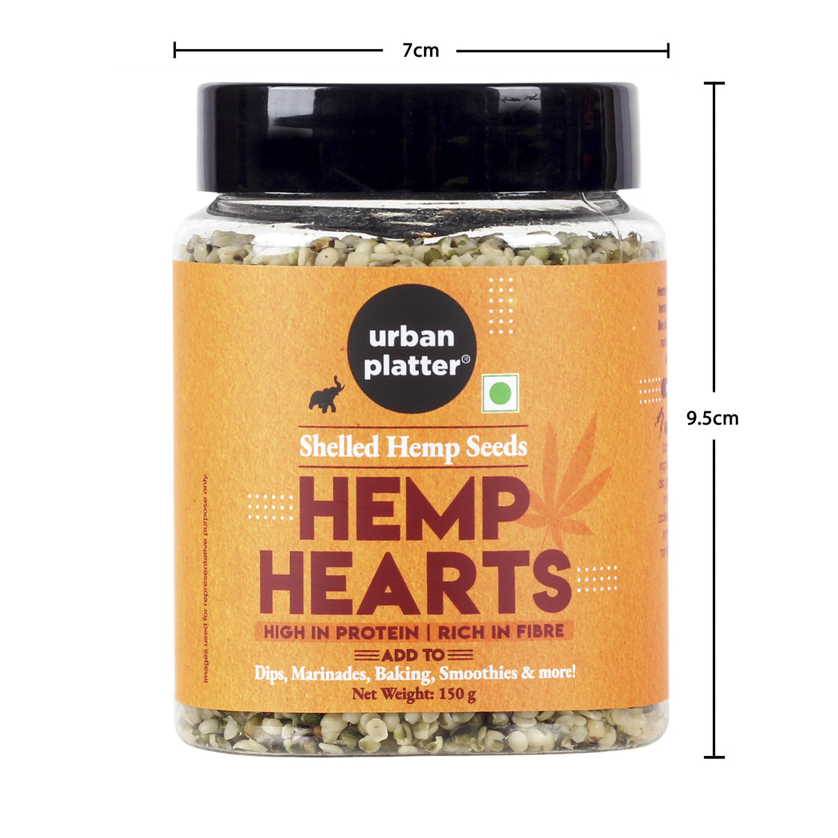 Urban Platter Hemp Hearts, 150g (Hulled hemp seeds | High in Protein | Rich in Fibre | Nutty & Crunchy | Allergen-free Superfood | Garnish or add to smoothies, sauces, dips, and marinades | Plant-based Protein)