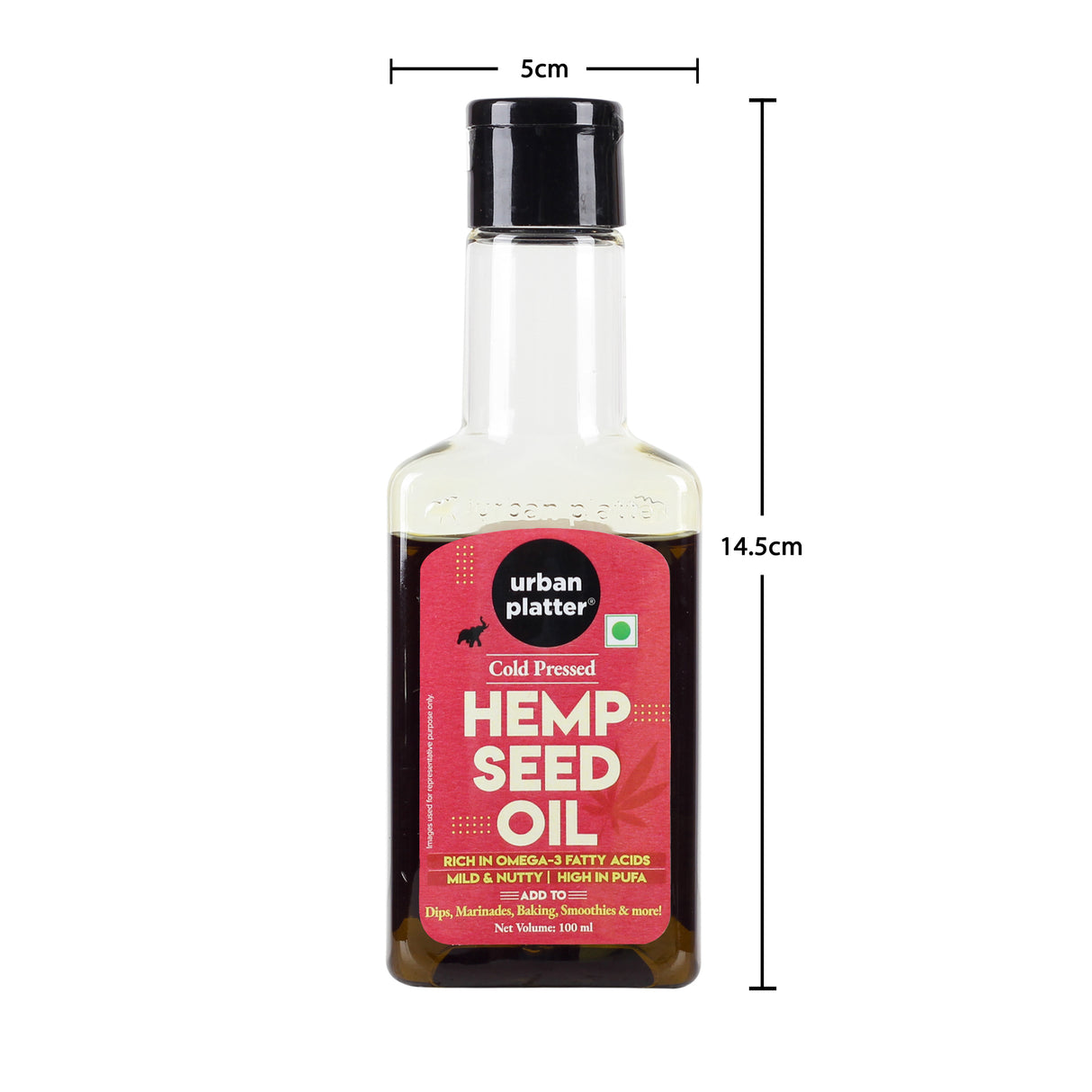 Urban Platter Cold Pressed Hemp Seed Oil, 100ml (Food Grade, Rich in Omega-3 Fatty Acids)