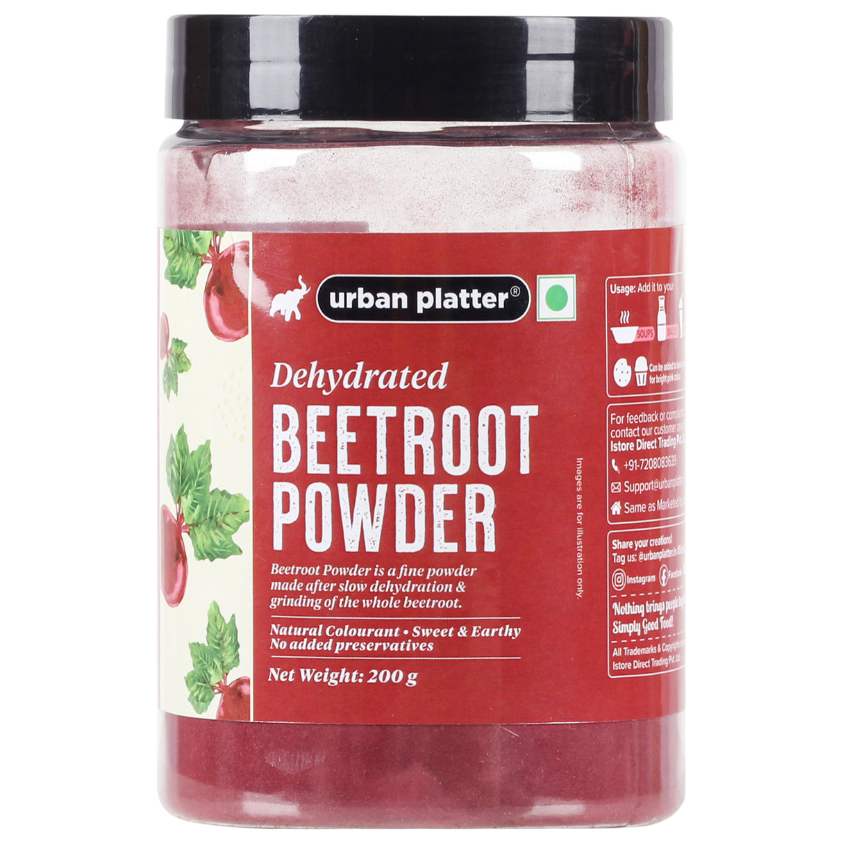 Urban Platter Dehydrated Beetroot Powder, 200g |Sweet and Earthy | Natural Food Colorant | Additive Free