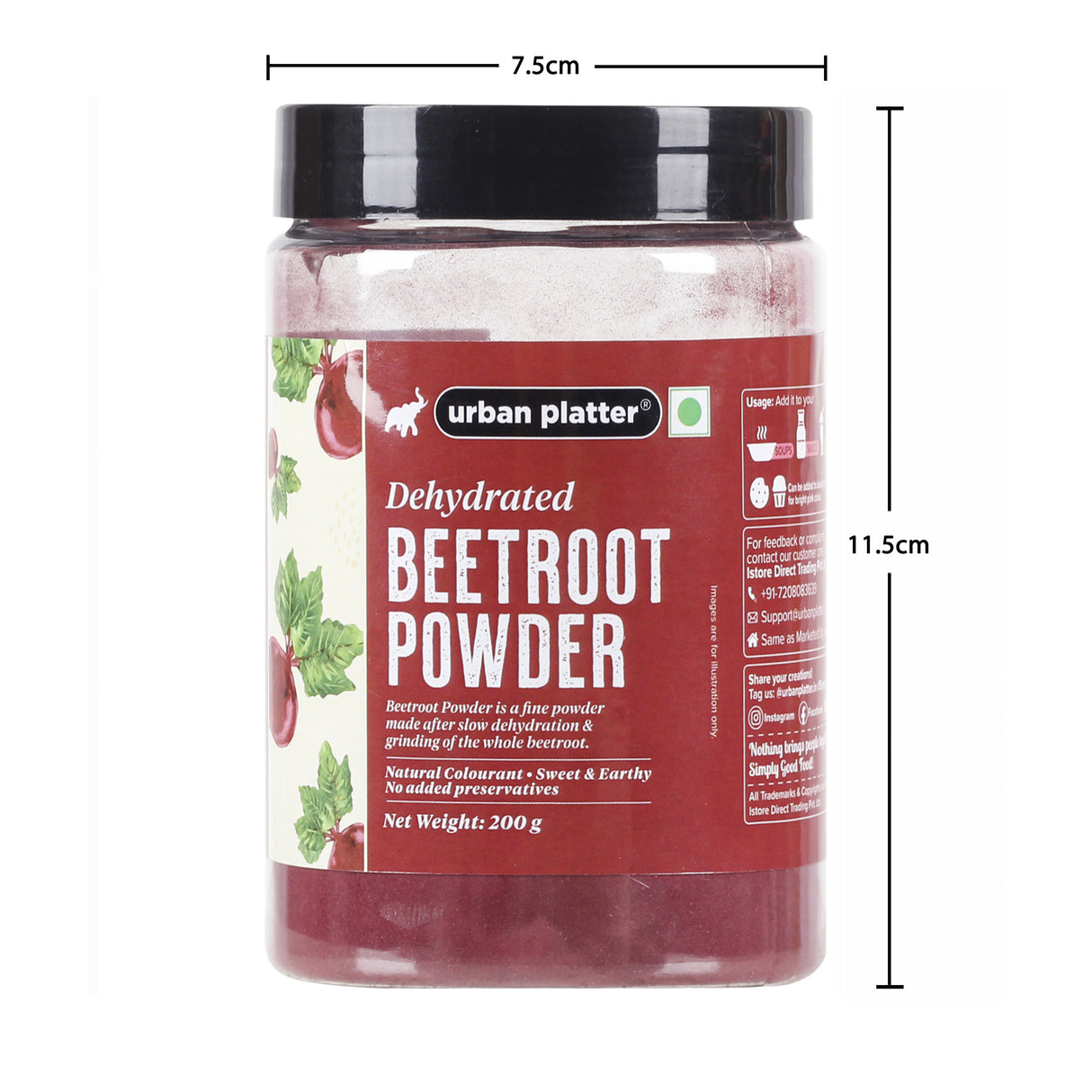 Urban Platter Dehydrated Beetroot Powder, 200g |Sweet and Earthy | Natural Food Colorant | Additive Free