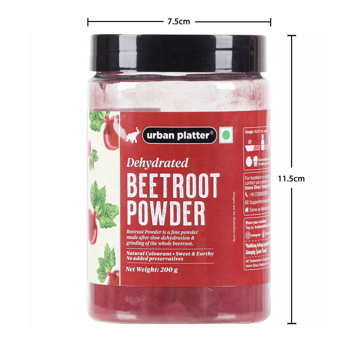Urban Platter Dehydrated Beetroot Powder, 200g |Sweet and Earthy | Natural Food Colorant | Additive Free