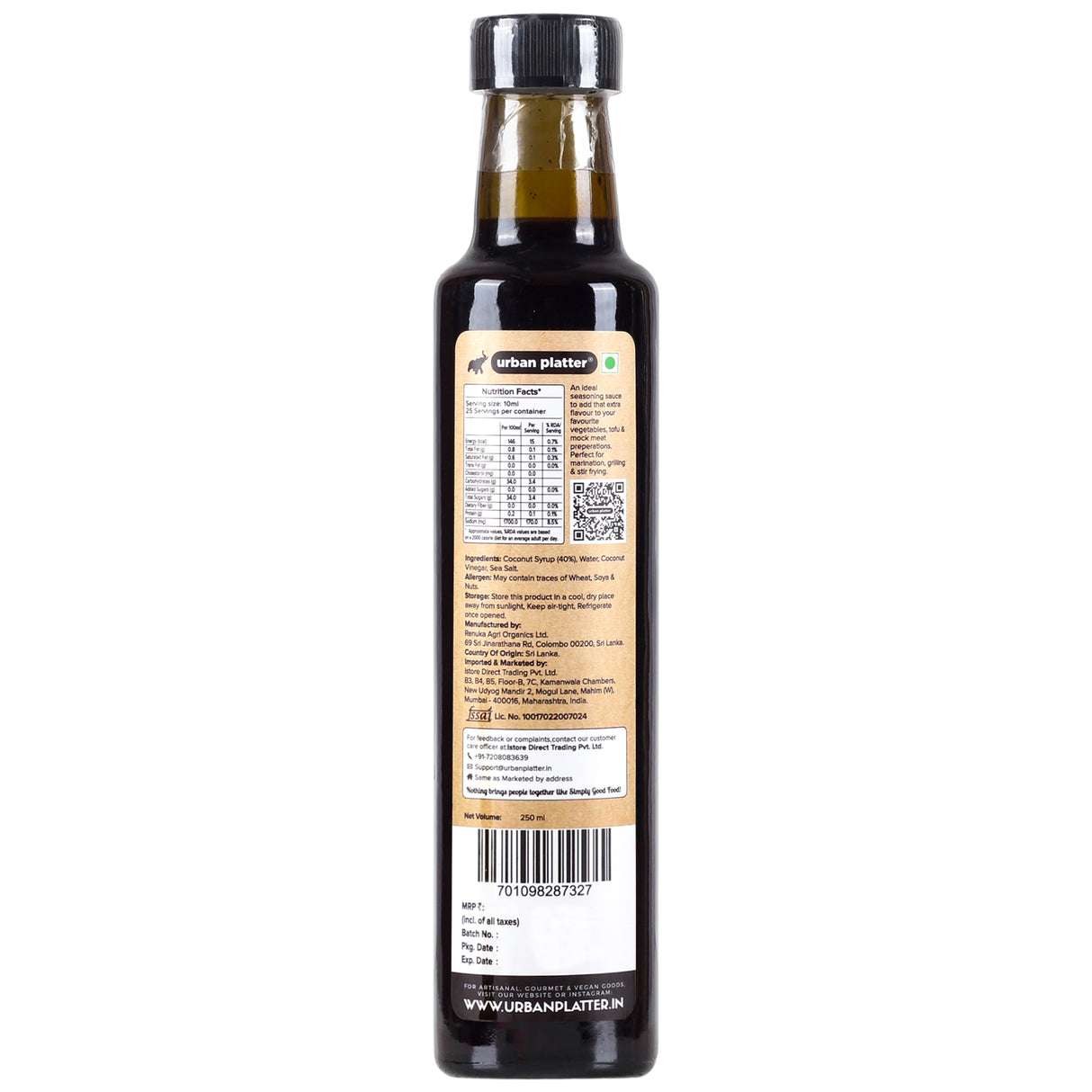 Coconut Aminos, 250 ML (Umami Seasoning Sauce, Soy-free, Gluten-free, Perfect for dipping asian appetizers, for dressings and more)