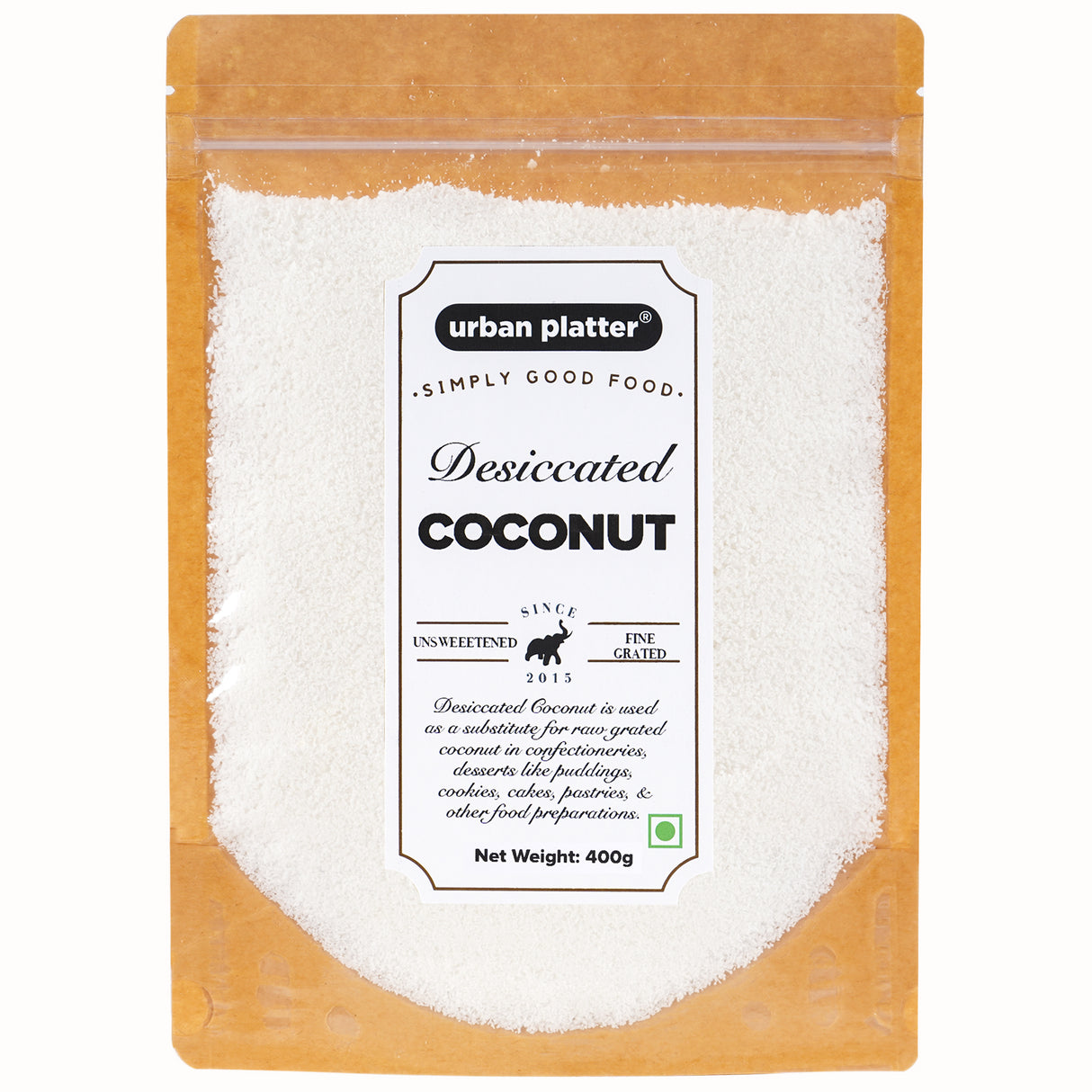 Urban Platter Desiccated Coconut (Unsweetened), 400g