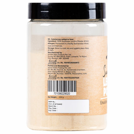Urban Platter Sunflower Lecithin Powder, 200g (Emulsifier | Thickener | Stabiliser | Natural Food Additive | Add to bakery, chocolate & confectionery products)