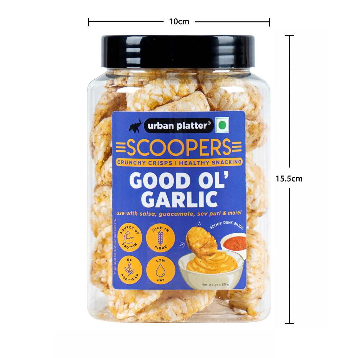 Urban Platter Scoopers Good Ol' Garlic, 80g (Crisps made with Popped Rice & Corn)
