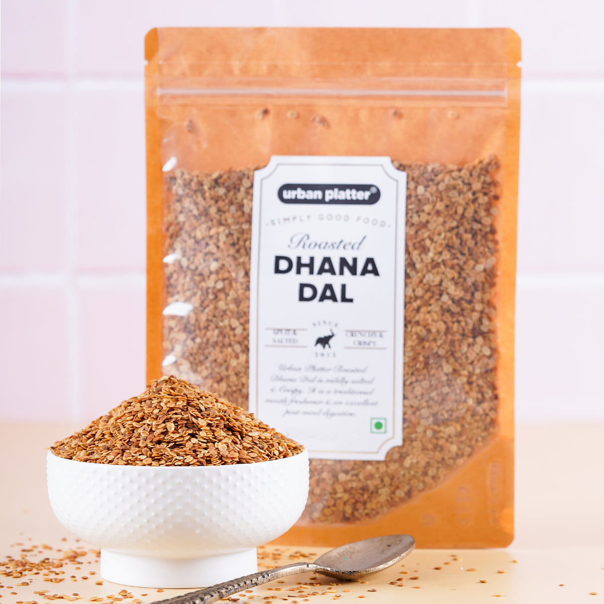 Urban Platter Roasted Salted Dhana Dal, 1kg [Split Coriander Seeds | Mouth Freshener | After Meal Digestive]