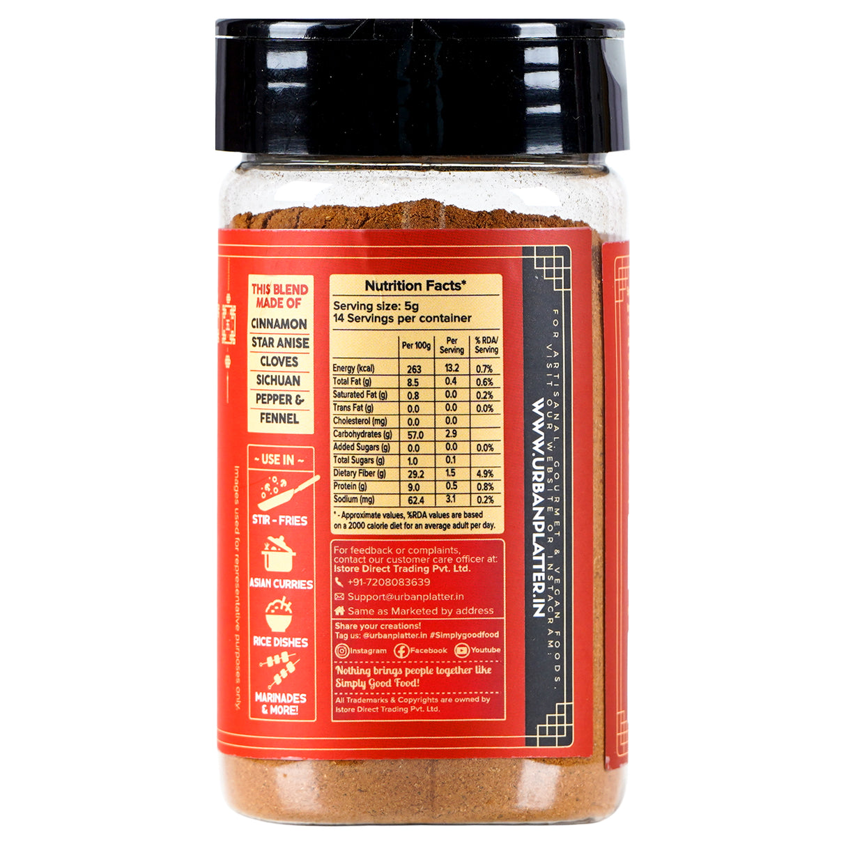 Urban Platter Chinese Five-Spice Powder Shaker Jar, 70g