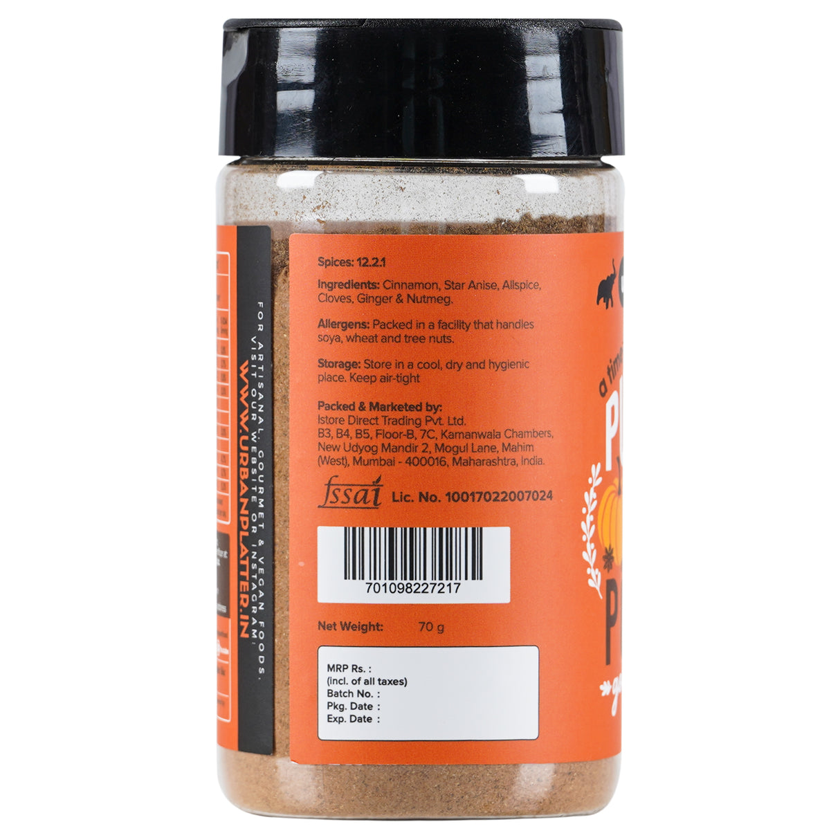 Urban Platter Pumpkin Spice Powder, 70g | Classic Warm Spice Blend | Ideal for Coffee, Baked Goodies
