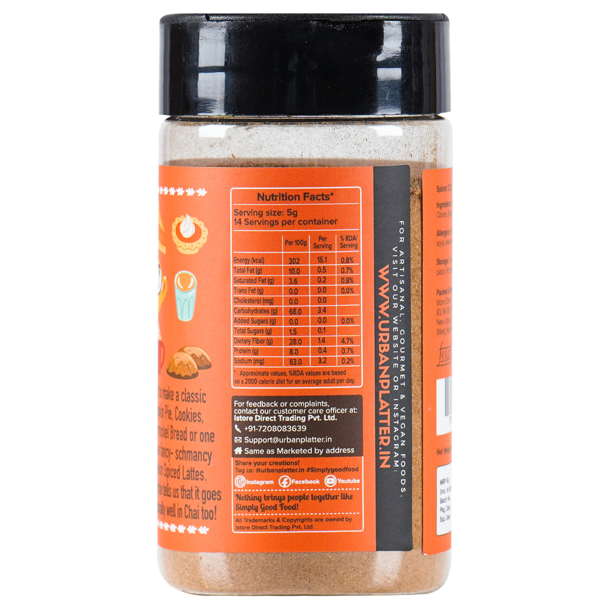 Urban Platter Pumpkin Spice Powder, 70g | Classic Warm Spice Blend | Ideal for Coffee, Baked Goodies