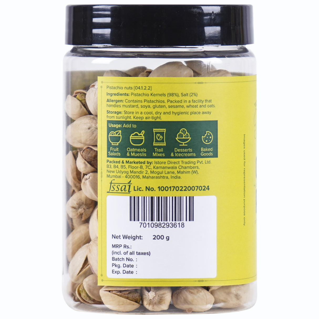 Urban Platter Roasted Salted California Pistachios, 200g [Lightly Salted | Premium California Pistachios In Shell | Rich in Fibre | Rich in Protein | Add to Fruit Salads, Oatmeals, Trail Mixes, Desserts, Baked Goods]