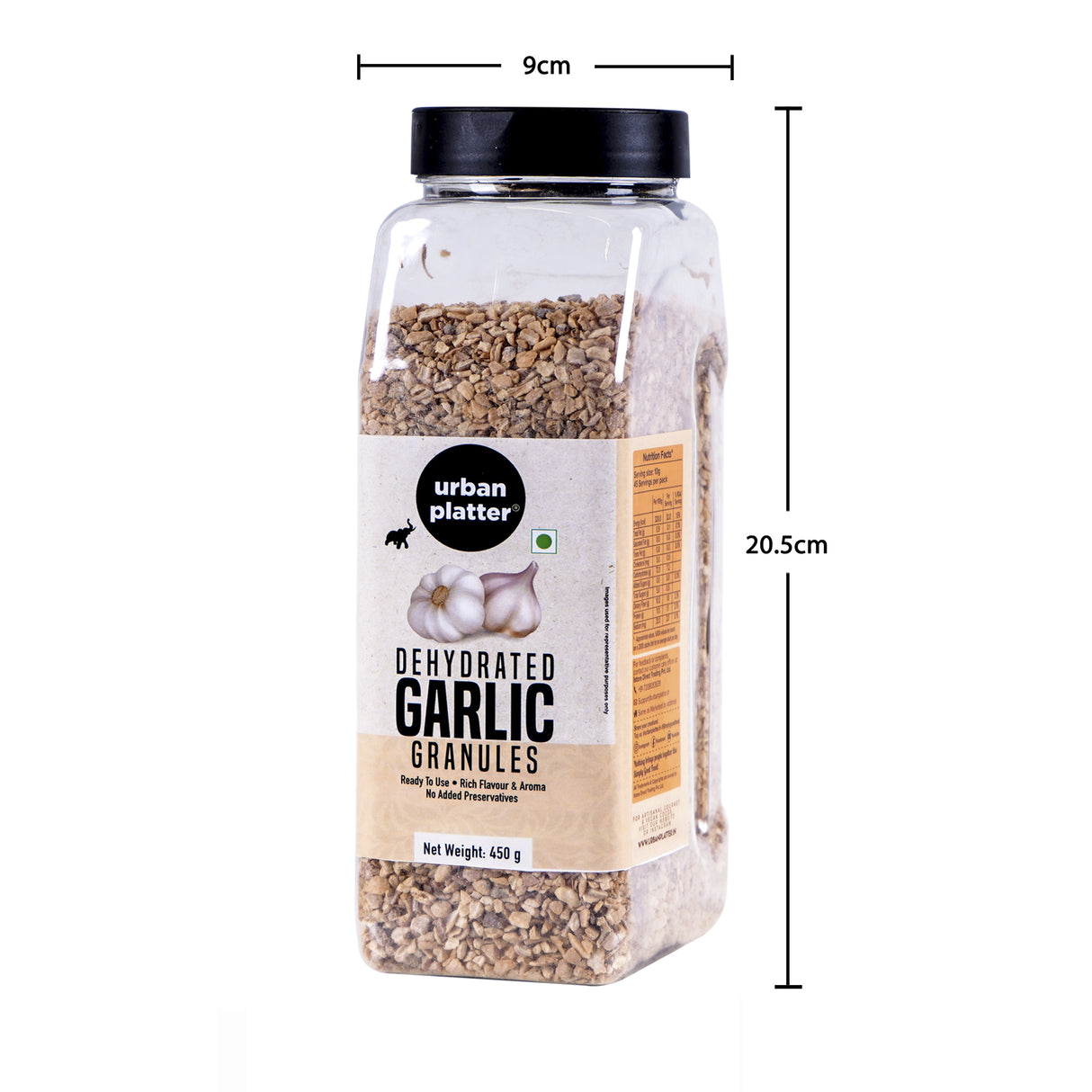 Urban Platter Garlic Granules Shaker Jar, 450g / 15.8oz