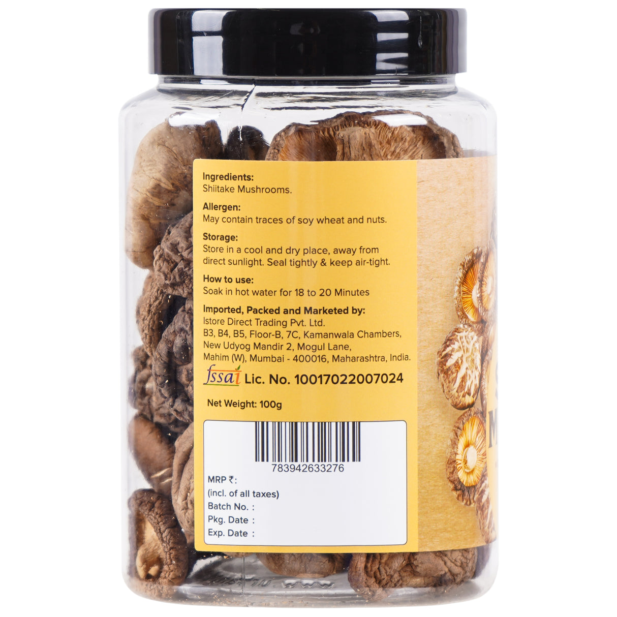 Dried Shiitake Mushrooms, 100g (Umami-Rich | Perfect for Asian Soups, Stir-Fries & Sushi | Rehydrates Quickly)