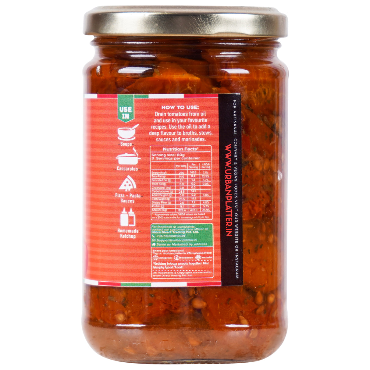 Urban Platter Classic Italian Sun Dried Tomatoes (Marinated in Sunflower Oil), 280g