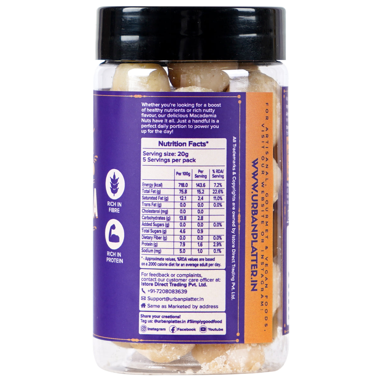 Urban Platter Bold and Exotic Macadamia Nuts, 100g (Grade A, Premium Quality, Crunchy, perfect for guilt-free snacking)