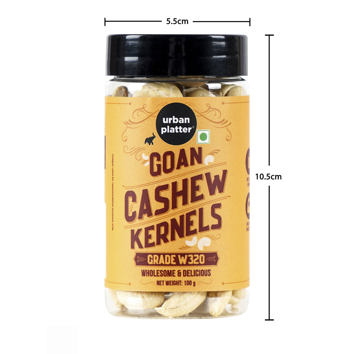 Urban Platter Goan Cashew Kernels (Grade W320), 100g (Rich in Protein, Source of Fiber, Crunchy & Delicious, Stored in Refrigeration for Long Lasting Freshness)