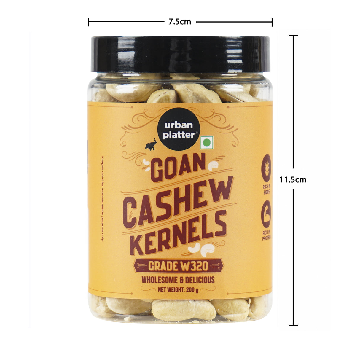 Urban Platter Goan Cashew Kernels (Grade W320), 200g (Rich in Protein, Source of Fiber, Crunchy & Delicious,Stored in Refrigeration for Long Lasting Freshness)