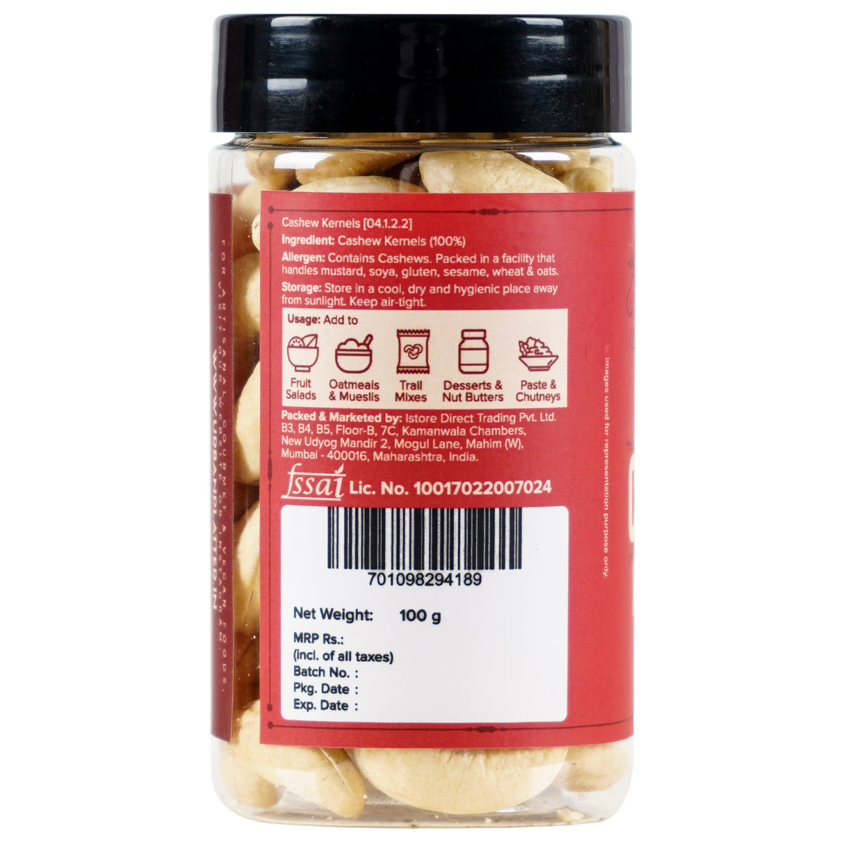 Urban Platter Bold Cashew Kernels (Grade W240), 100g (Rich in Protein, Source of Fiber, Crunchy & Delicious, Stored in Refrigeration for Long Lasting Freshness)