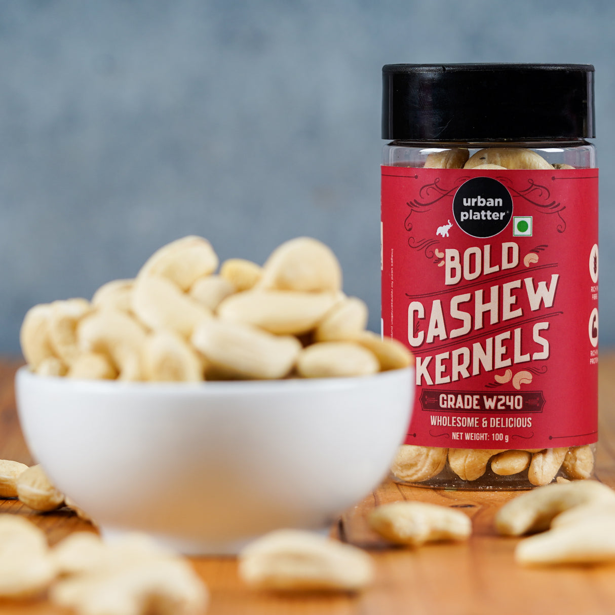 Urban Platter Bold Cashew Kernels (Grade W240), 100g (Rich in Protein, Source of Fiber, Crunchy & Delicious, Stored in Refrigeration for Long Lasting Freshness)