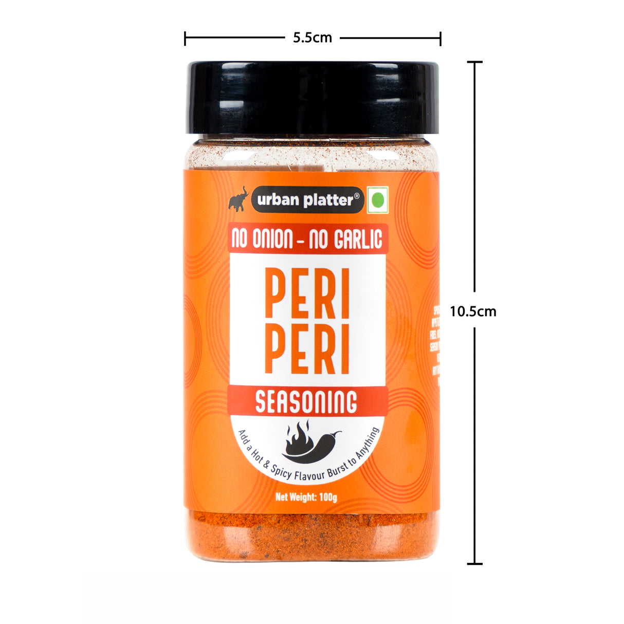 Urban Platter Jain Peri Peri Seasoning, 100g (Signature African-Style Spice Blend | Onion & Garlic- free | Great For Fries, Popcorn, Makhanas & Marinades)