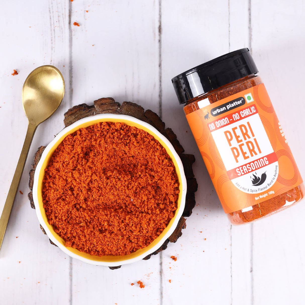 Urban Platter Jain Peri Peri Seasoning, 100g (Signature African-Style Spice Blend | Onion & Garlic- free | Great For Fries, Popcorn, Makhanas & Marinades)
