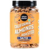 Urban Platter Roasted & Lightly Salted California Almonds, 500g [Seasoned with Pink salt | Healthy snacking | Crunchy | Oven Roasted]
