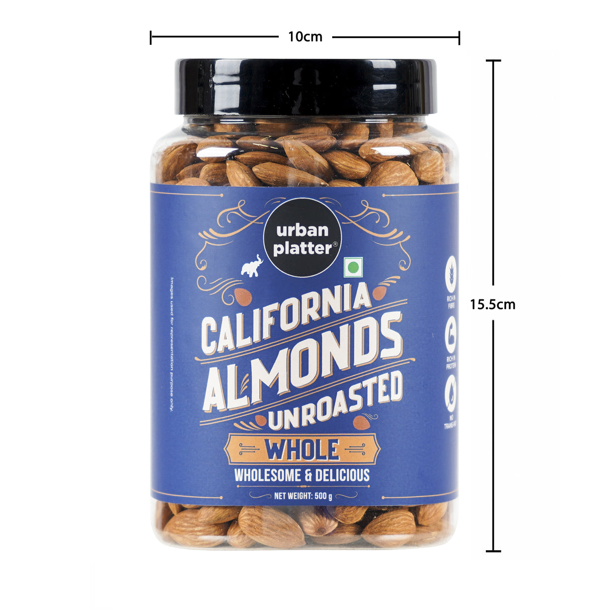 Urban Platter Raw California Almonds, 500g (Rich in Fibre | Rich in Protein)