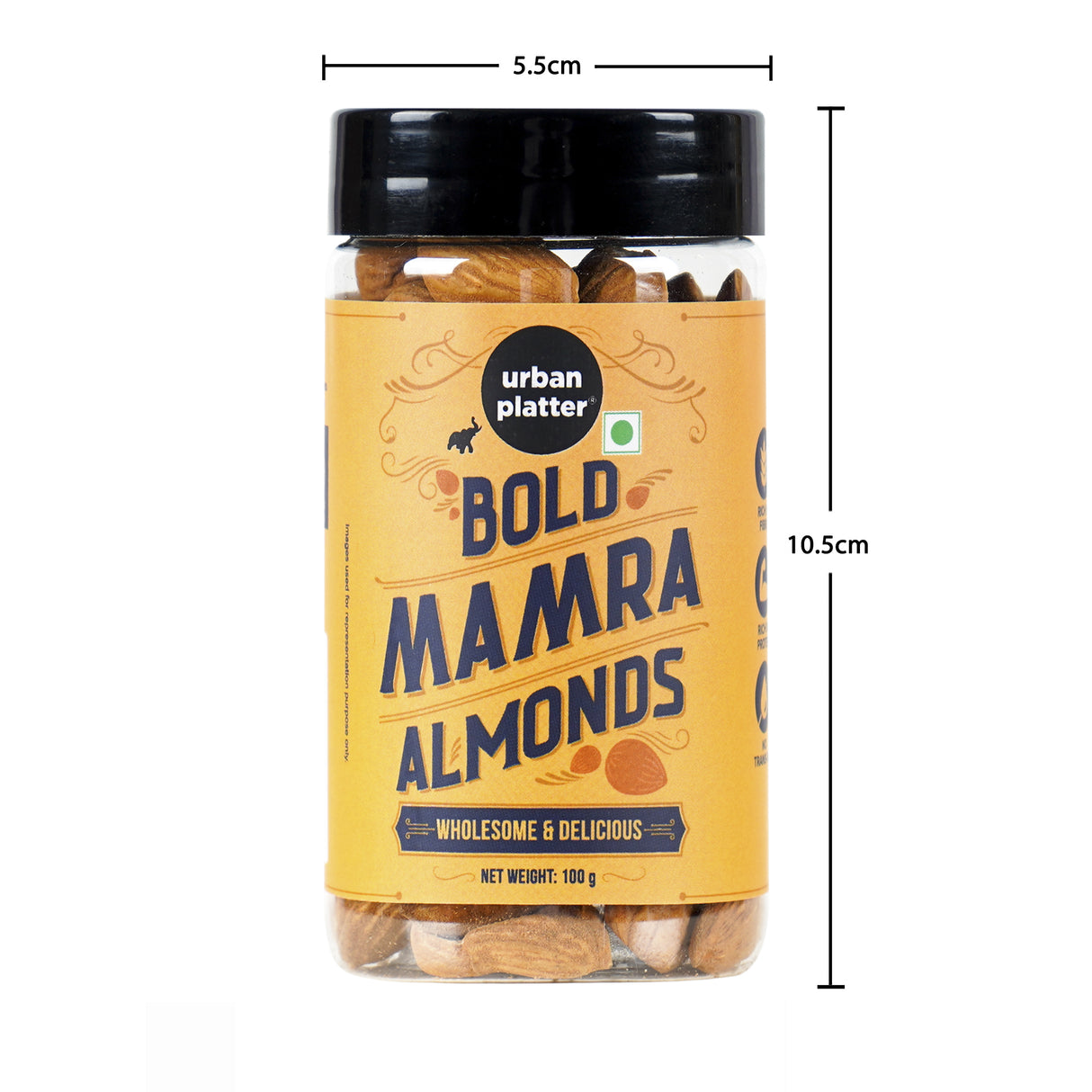 Urban Platter Bold Mamra Almonds, 100g