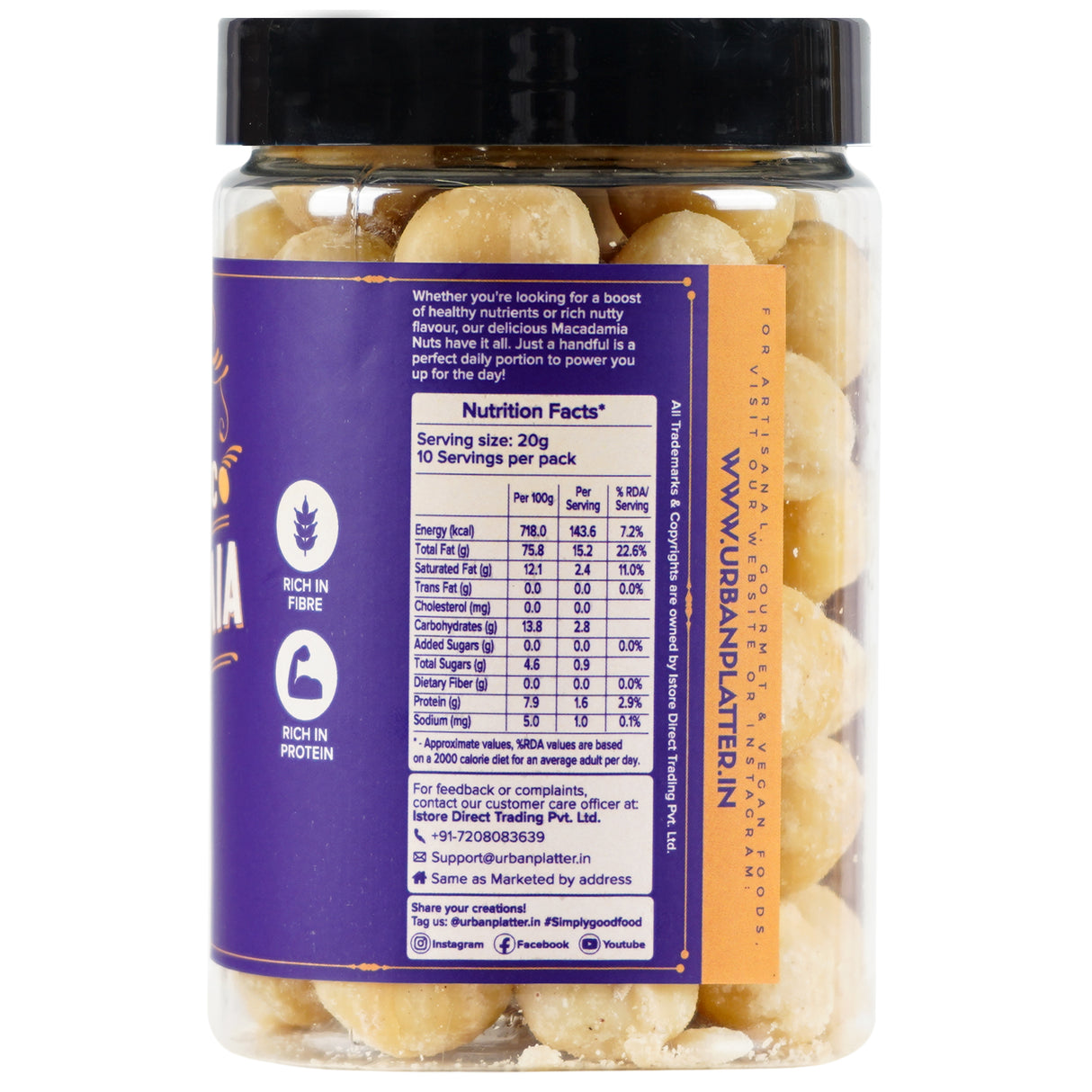 Urban Platter Bold and Exotic Macadamia Nuts, 200g (Grade A, Premium Quality, Crunchy, perfect for guilt-free snacking)