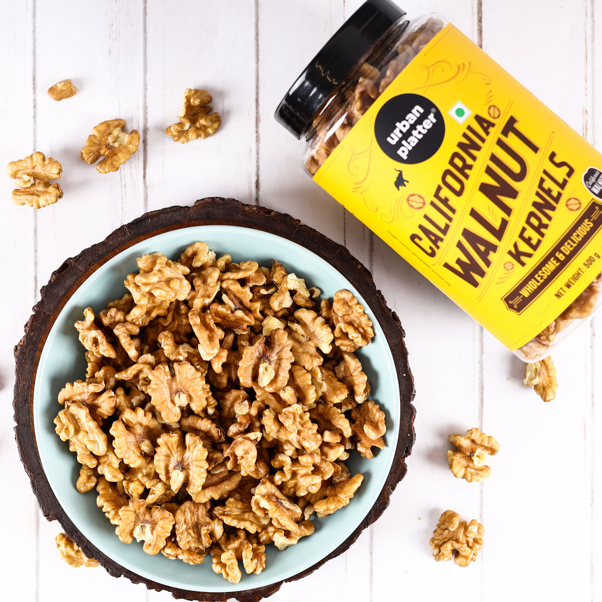 Urban Platter California Walnut Kernels, 500g (Premium California Walnuts, Rich in Fiber & Protein, Stored in Refrigeration for Long Lasting Freshness)