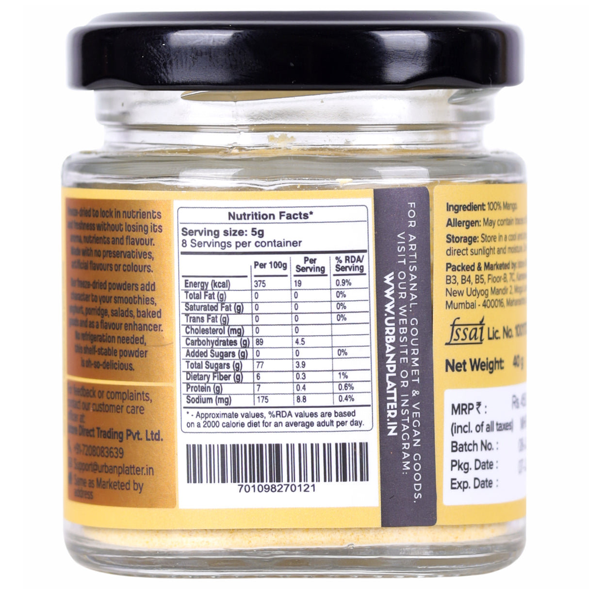 Urban Platter Freeze-Dried Mango Powder, 40g