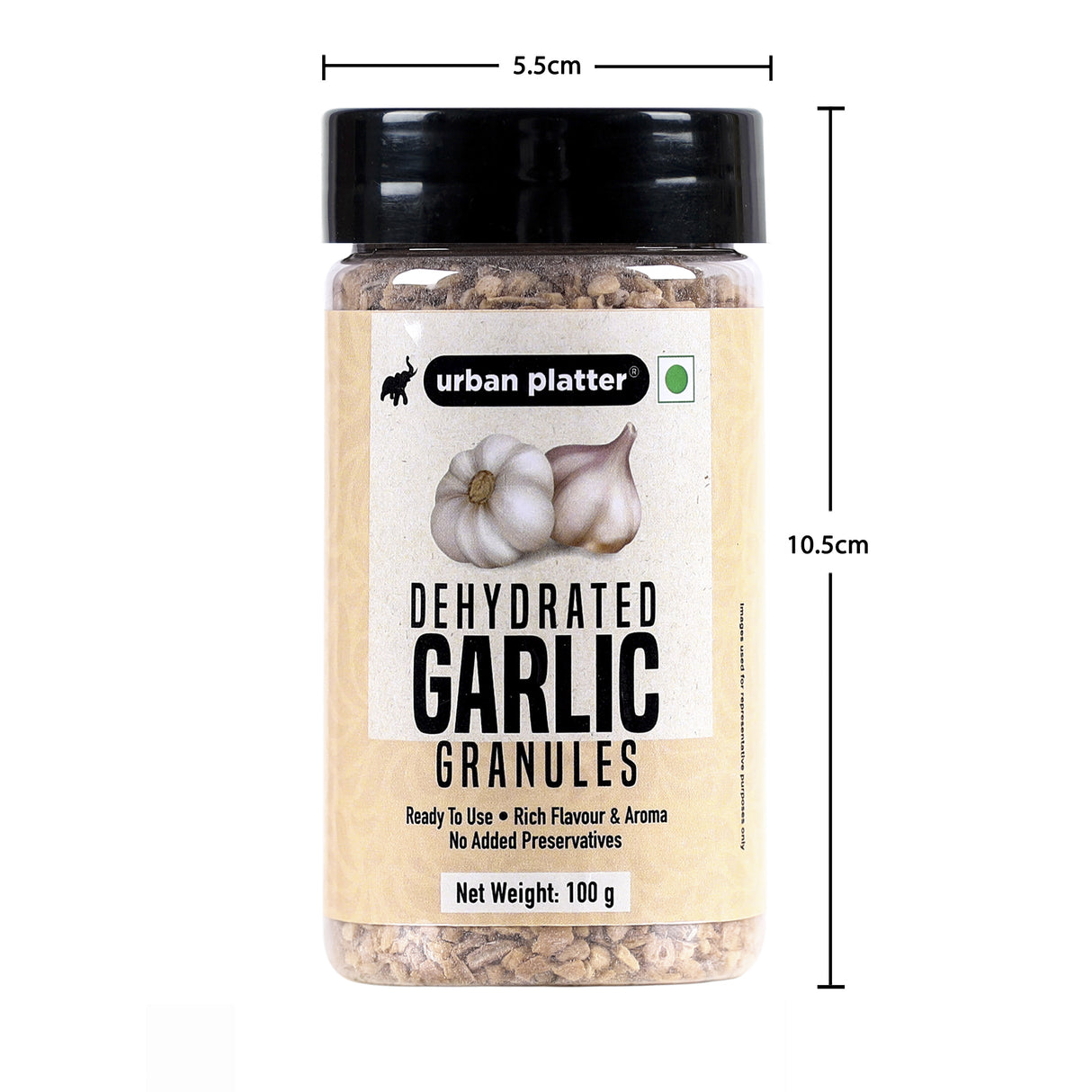 Urban Platter Dehydrated Garlic Granules Shaker Jar, 100g / 3.5oz [Versatile, Savoury, Great Flavour]