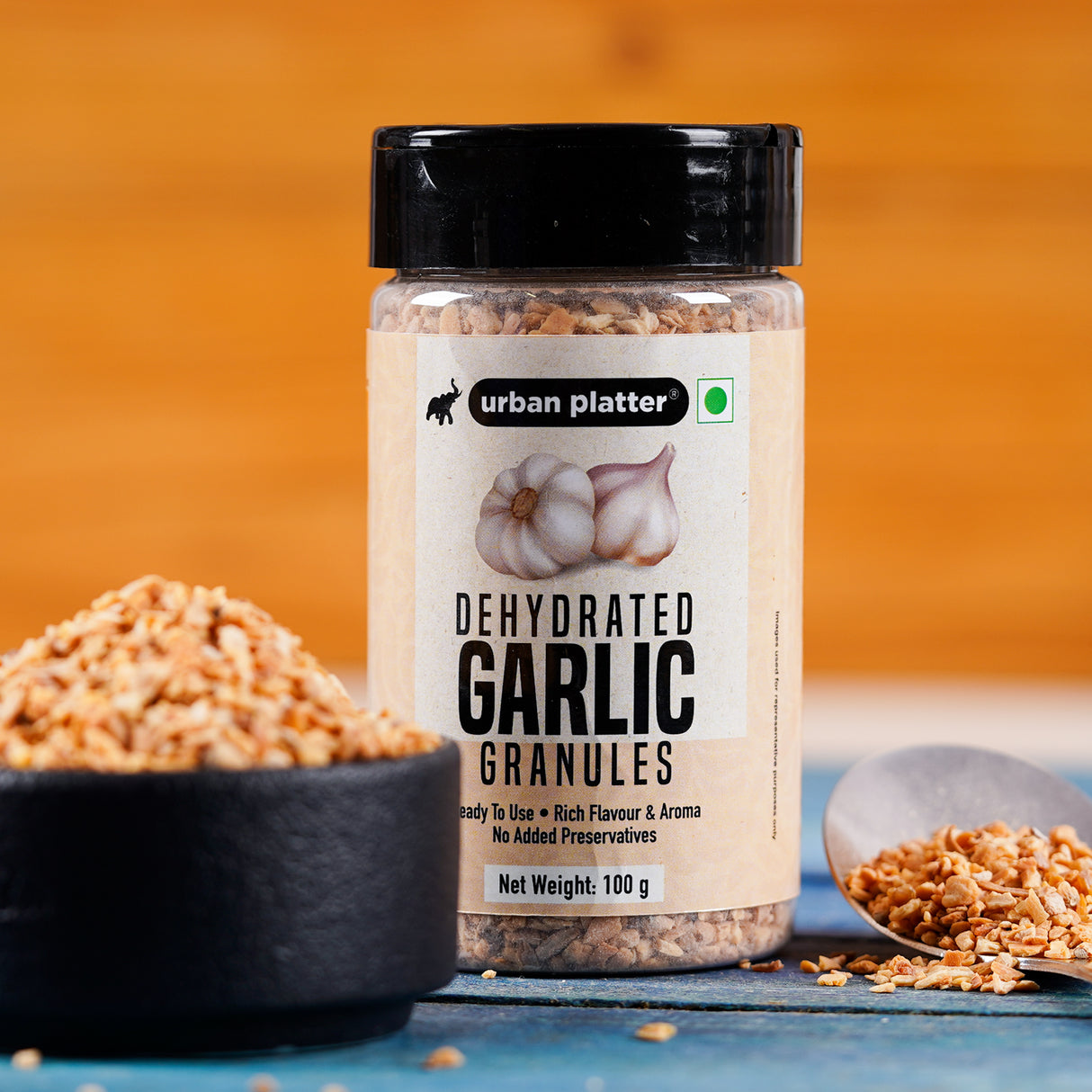 Urban Platter Dehydrated Garlic Granules Shaker Jar, [Versatile, Savoury, Great Flavour]